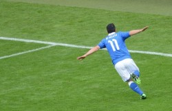 Italian forward Antonio Di Natale reacts
